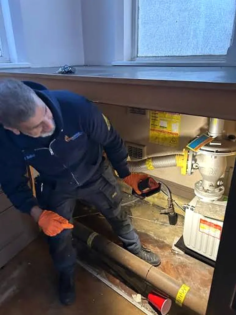 A GasMaster engineer carrying out gas work on a job in Stoke